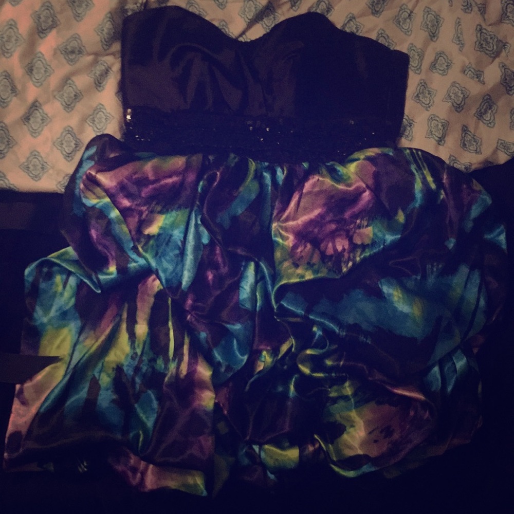 Prom dress green purple blue and black size 13